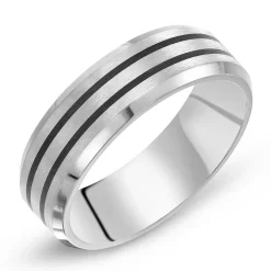 Beaverbrooks Titanium and Black Rhodium Men's Ring