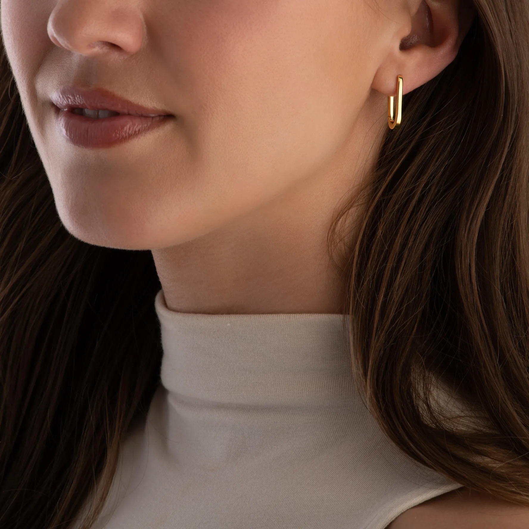 Beaverbrooks Yellow Gold Plated Rectangular Hoop Earrings