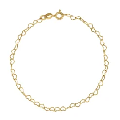 Beaverbrooks Yellow Gold Plated Heart Chain Bracelet