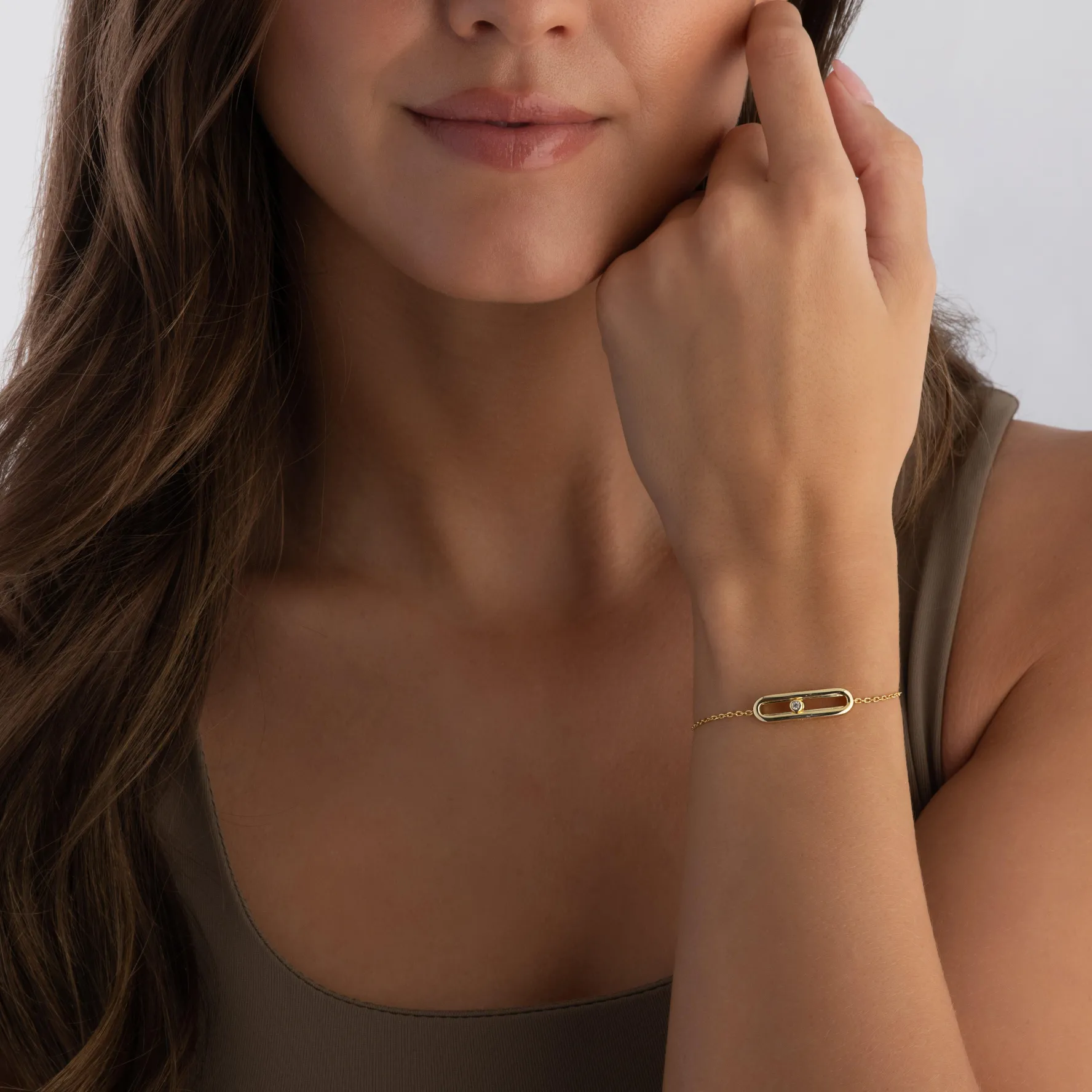 Beaverbrooks Yellow Gold Plated Cubic Zirconia Glide Bracelet