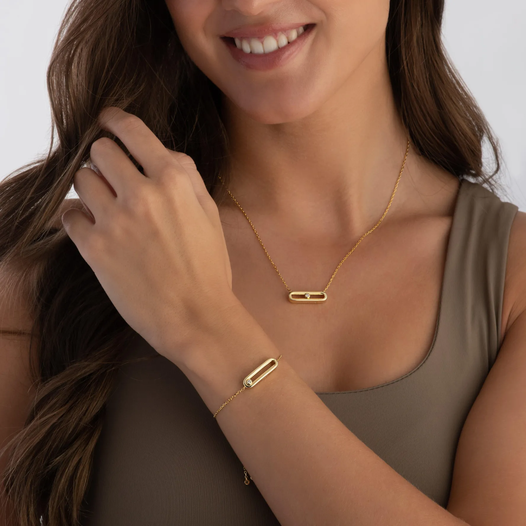 Beaverbrooks Yellow Gold Plated Cubic Zirconia Glide Bracelet