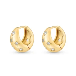 Beaverbrooks Yellow Gold Plated Cubic Zirconia Huggie Hoop Earrings