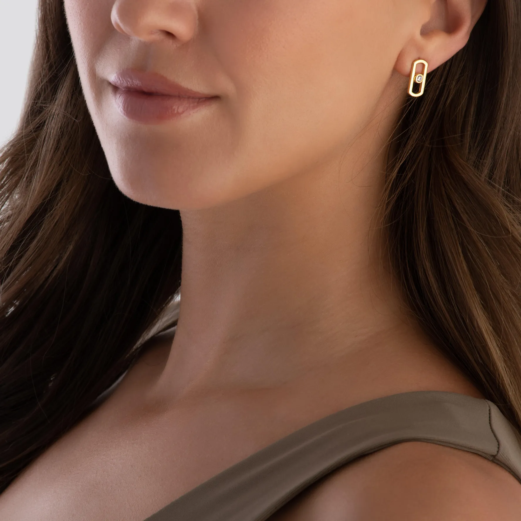 Beaverbrooks Yellow Gold Plated Cubic Zirconia Glide Stud Earrings