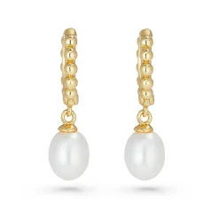 Beaverbrooks Yellow Gold Plated Freshwater Cultured Pearl Drop Earrings