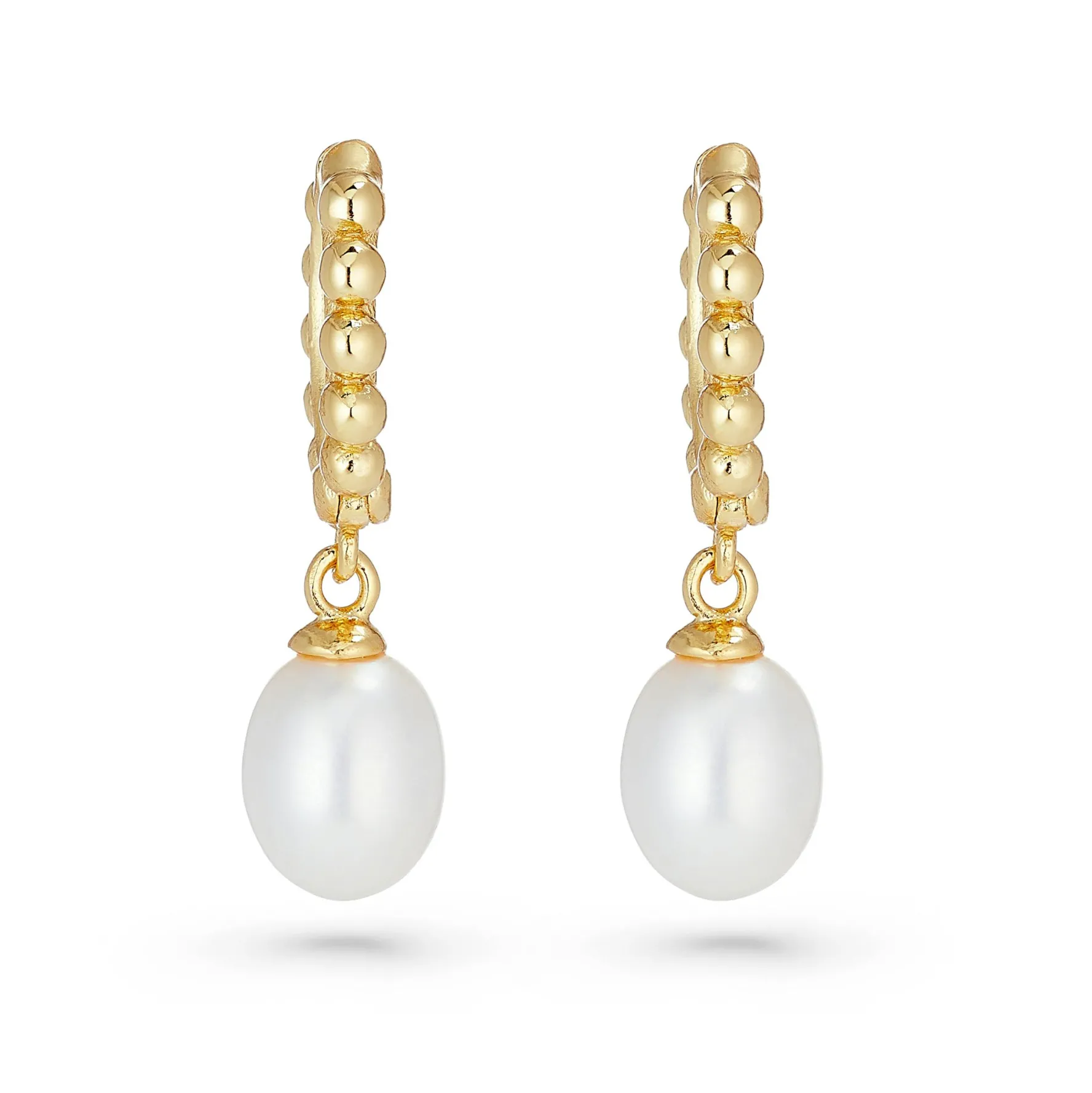 Beaverbrooks Yellow Gold Plated Freshwater Cultured Pearl Drop Earrings