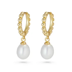 Beaverbrooks Yellow Gold Plated Freshwater Cultured Pearl Drop Earrings