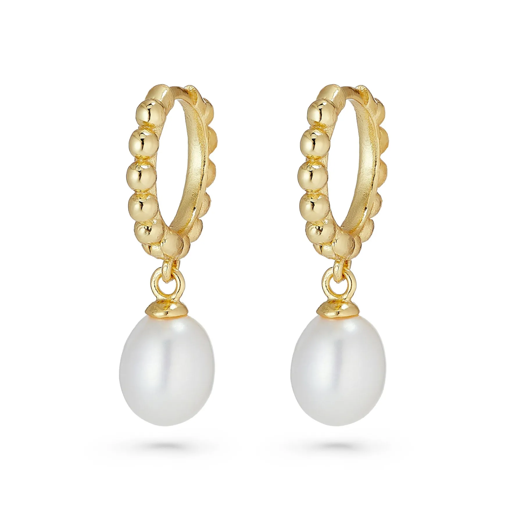 Beaverbrooks Yellow Gold Plated Freshwater Cultured Pearl Drop Earrings