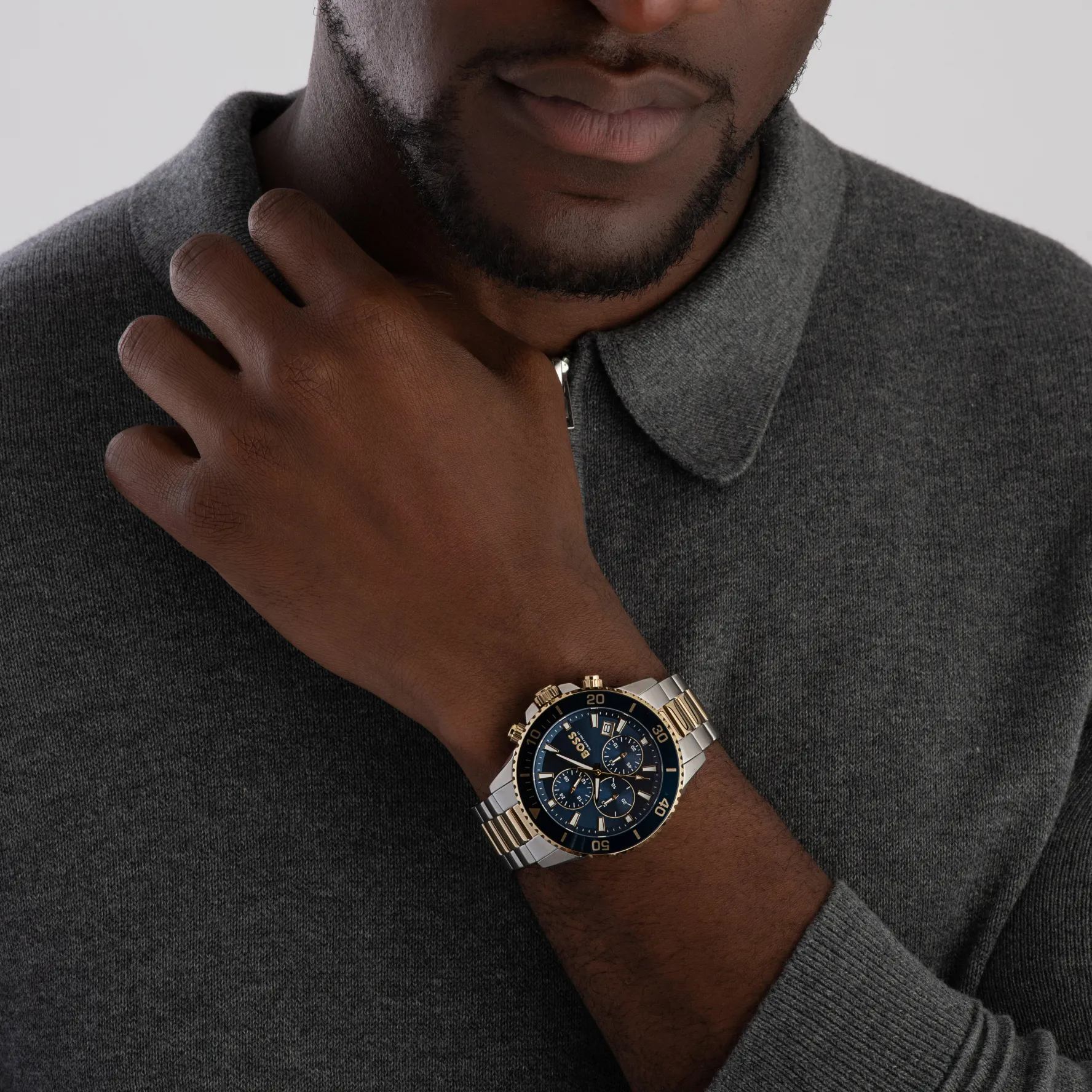 BOSS Admiral 46mm Stainless Steel and Yellow Gold PVD Chronograph Men’s Watch