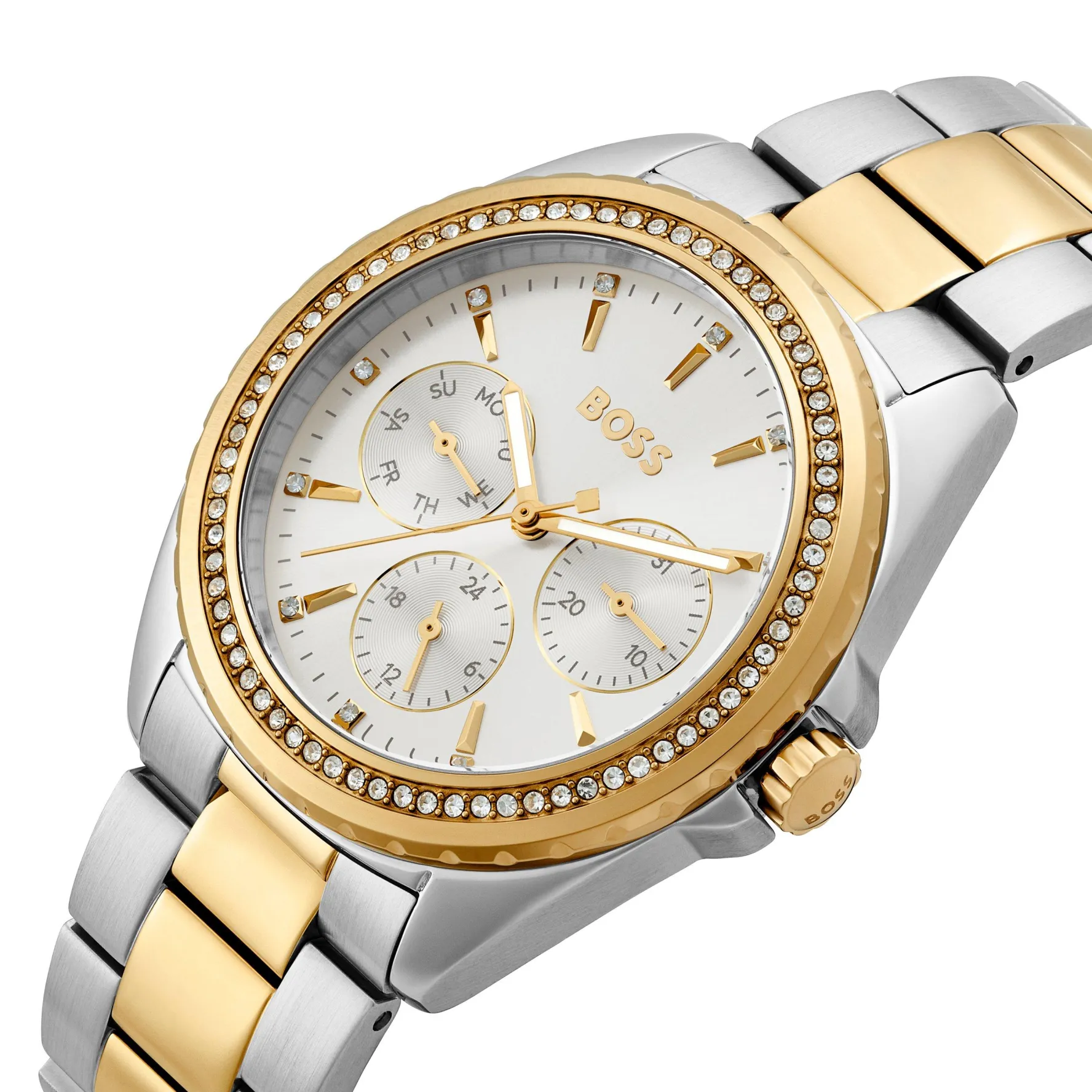 BOSS Atea 38mm Stainless Steel and Yellow Gold Tone Crystal Ladies Watch