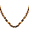 BOSS Devon Yellow Gold Plated Tiger’s Eye Men’s Necklace