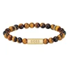BOSS Devon Yellow Gold Plated Tiger’s Eye Men’s Bracelet