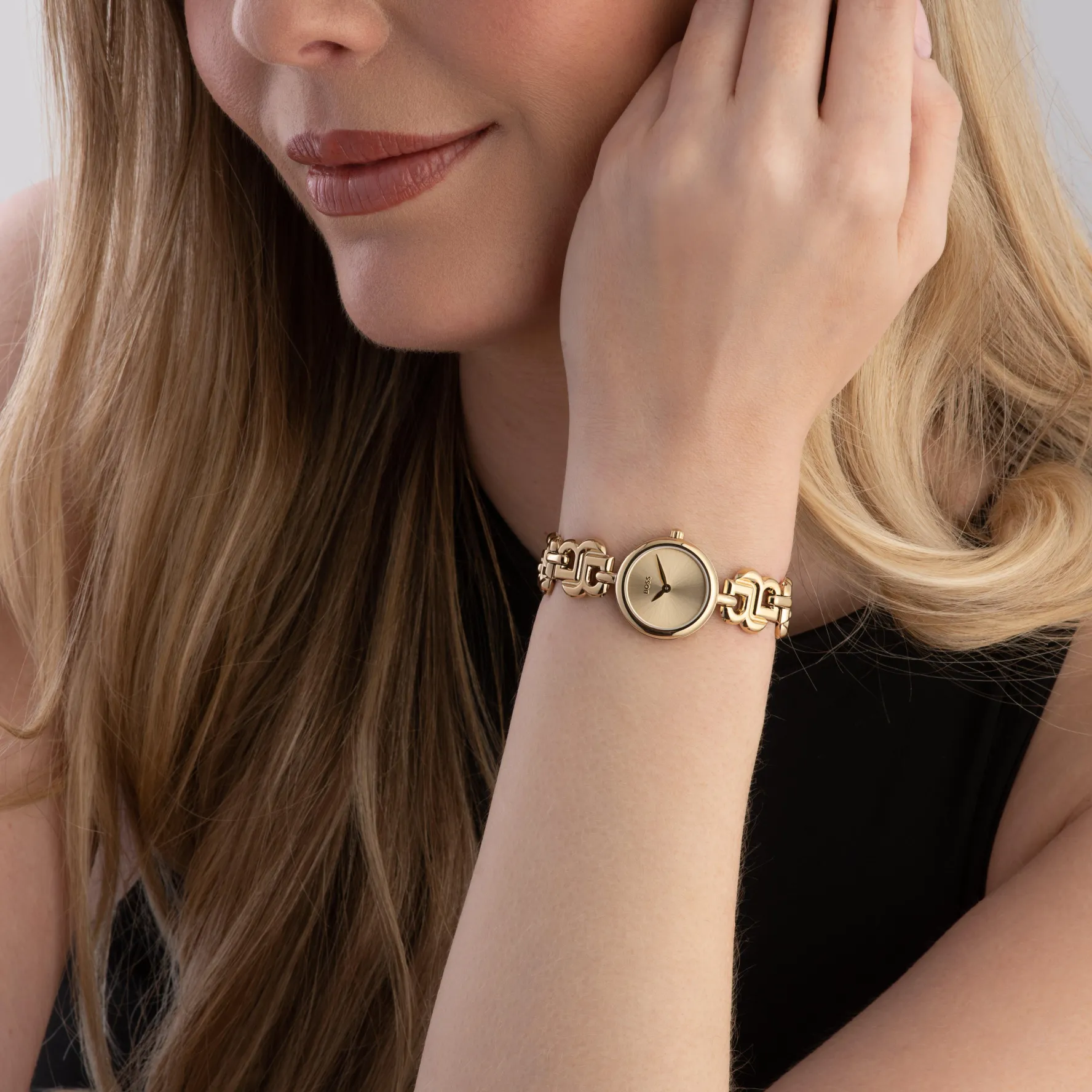BOSS Double B 23mm Yellow Gold Tone Ladies Watch