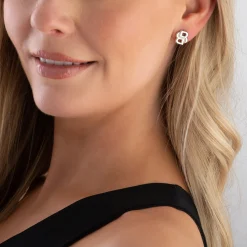 BOSS Double B Monogram Stainless Steel Stud Earrings