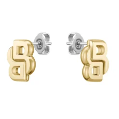 BOSS Double B Monogram Yellow Gold Plated Stud Earrings
