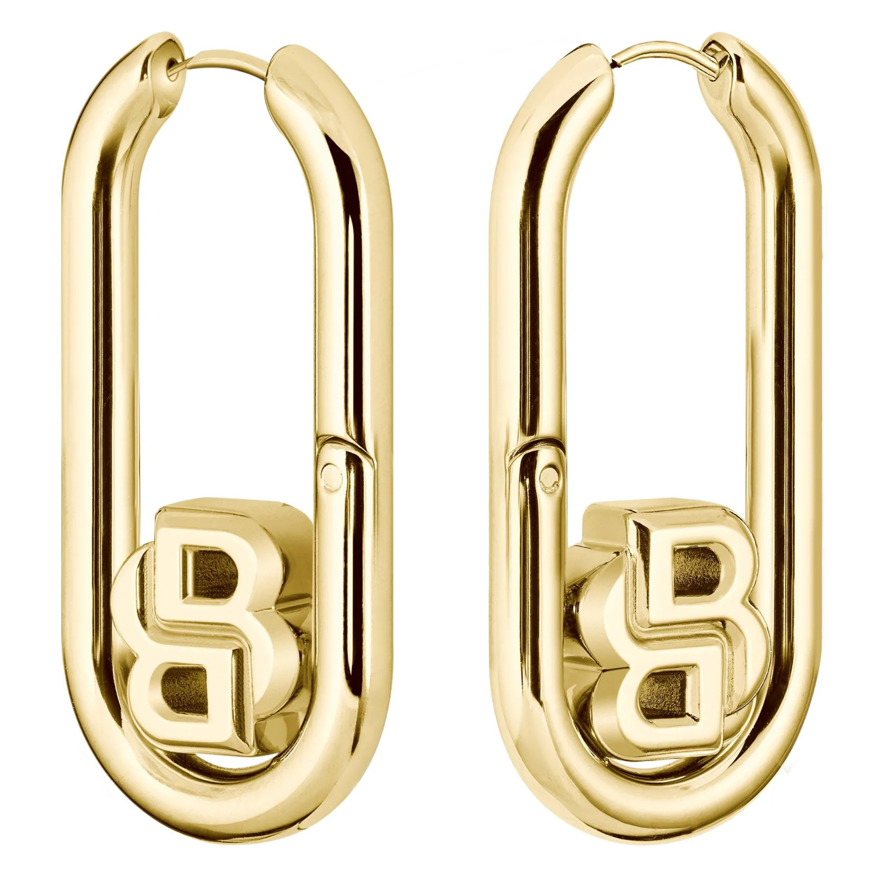 BOSS Double B Yellow Gold Plated Drop Earrings