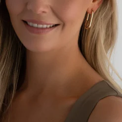 BOSS Double B Yellow Gold Plated Drop Earrings