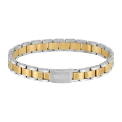 BOSS Essentials Link Gold Tone and Steel Men’s Bracelet