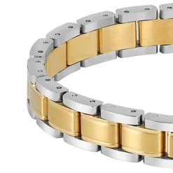 BOSS Essentials Link Gold Tone and Steel Men’s Bracelet
