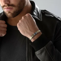 BOSS Essentials Link Gold Tone and Steel Men’s Bracelet