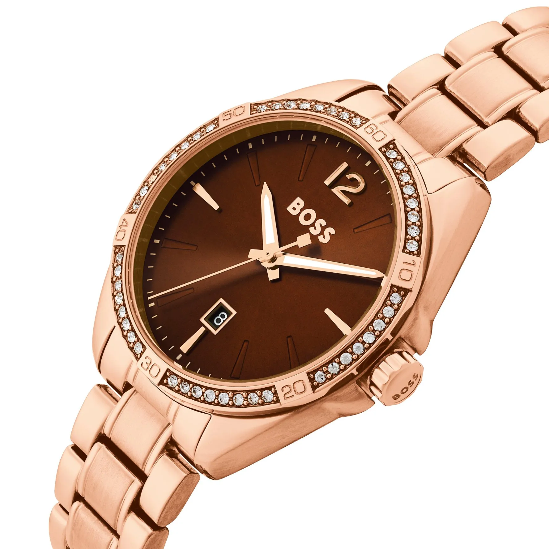 BOSS Felina 32mm Rose Gold Tone Crystal Ladies Watch