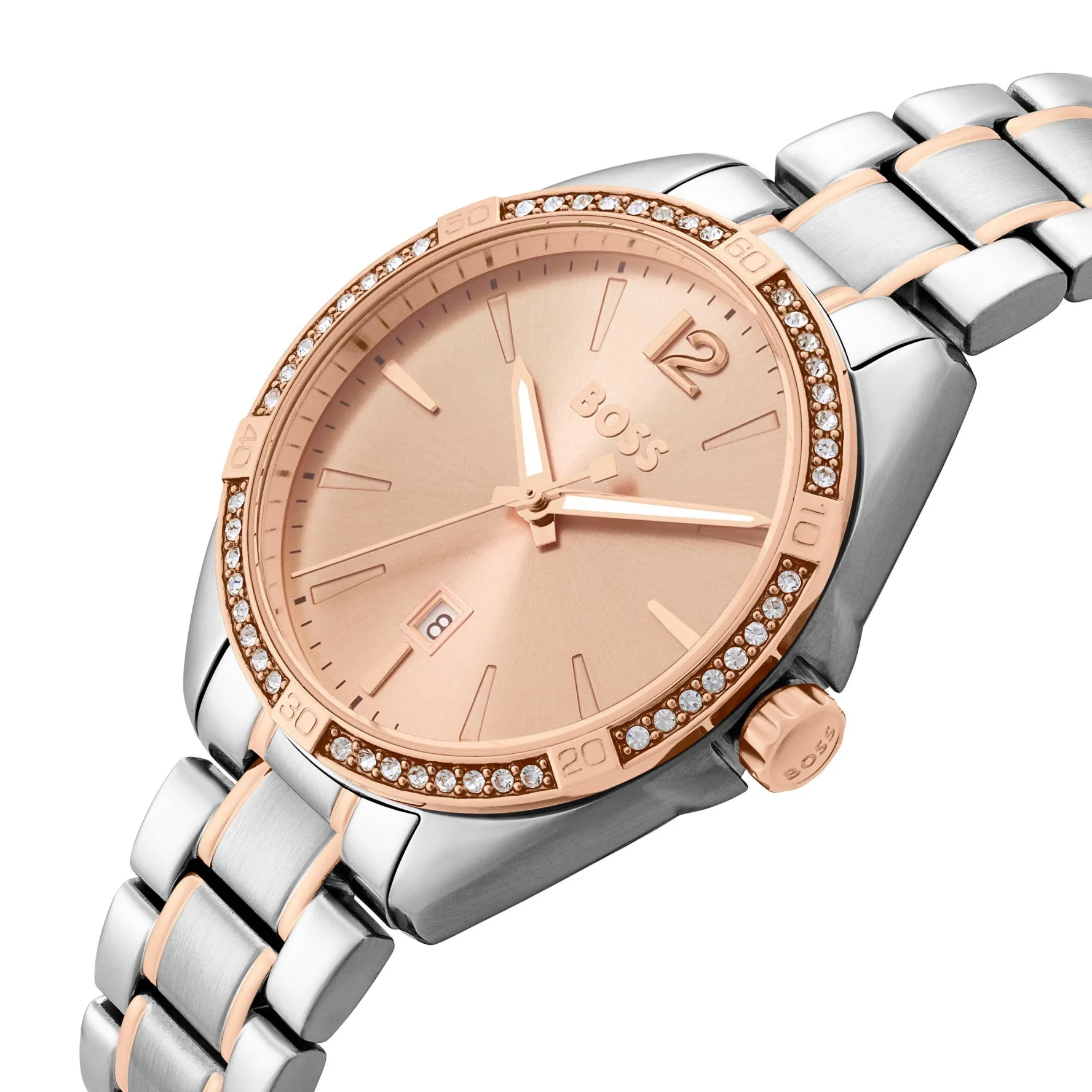 BOSS Felina 32mm Stainless Steel and Rose Gold Tone Crystal Ladies Watch