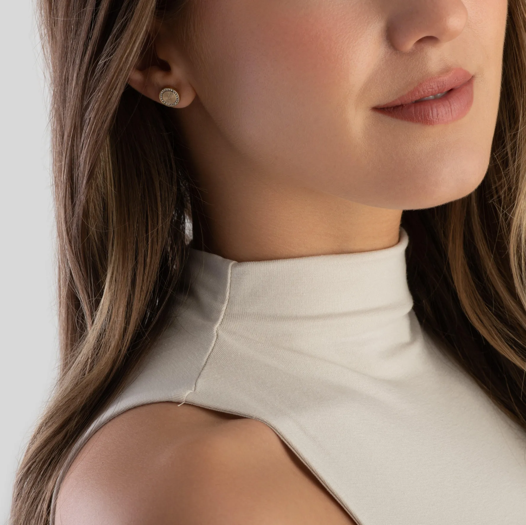 BOSS Iona Gold Ion Plated Crystal Ladies Stud Earrings