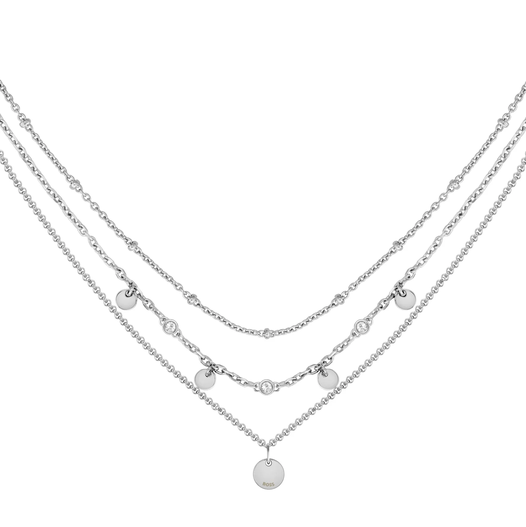 BOSS Iris Stainless Steel Triple Layered Necklace