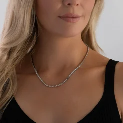 BOSS Kassy Precious Silver Crystal Tennis Necklace