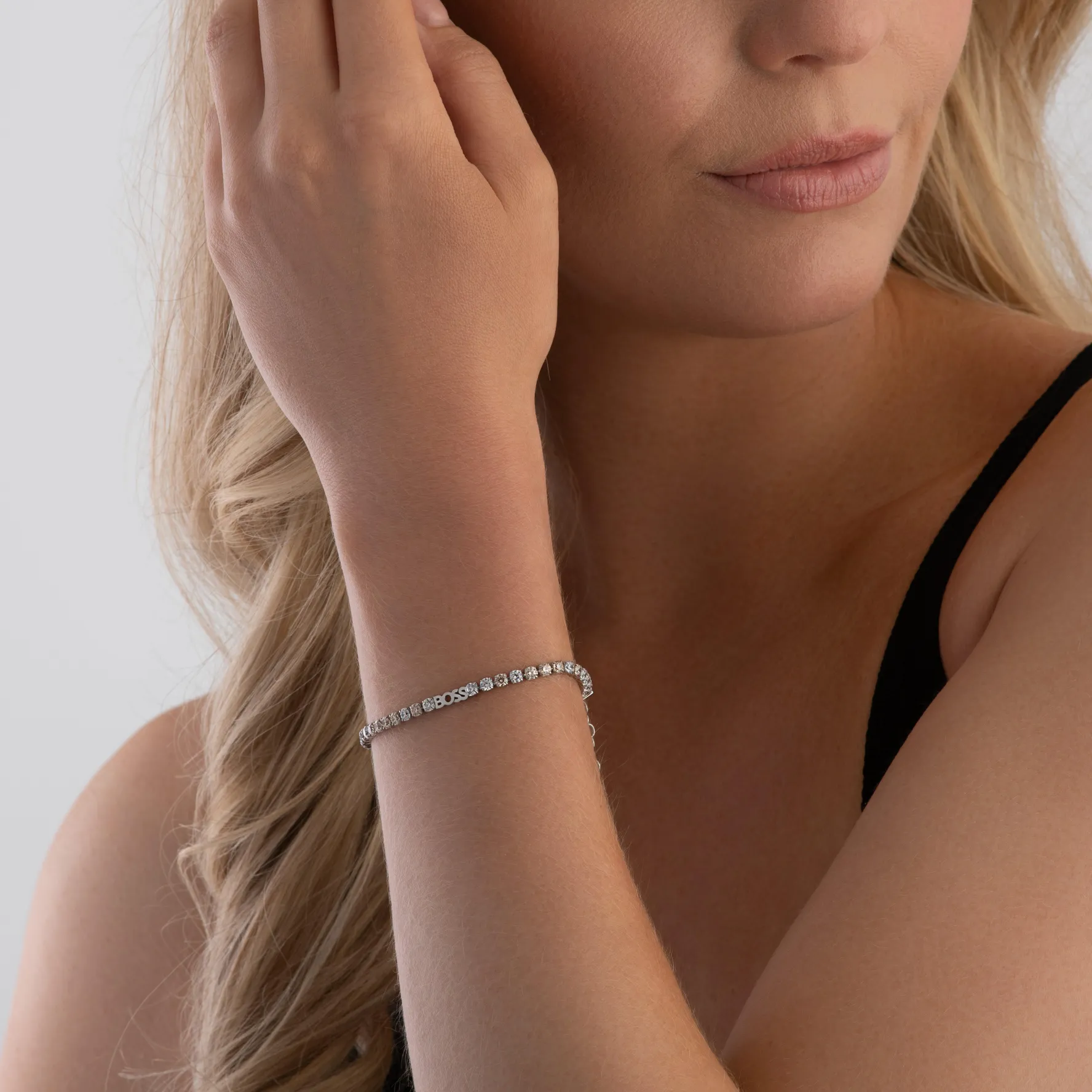BOSS Kassy Silver Crystal Tennis Bracelet