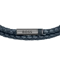 BOSS Leather Double Wrap Men’s Bracelet