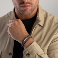 BOSS Leather Double Wrap Men’s Bracelet