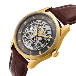 BOSS Principle 41mm Yellow Gold Tone Skeleton Automatic Men’s Watch