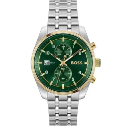 BOSS Skytraveller 44mm Stainless Steel and Yellow Gold Tone Chronograph Men’s Watch