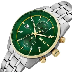 BOSS Skytraveller 44mm Stainless Steel and Yellow Gold Tone Chronograph Men’s Watch