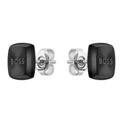 BOSS Stainless Steel Black Stud Men’s Earrings
