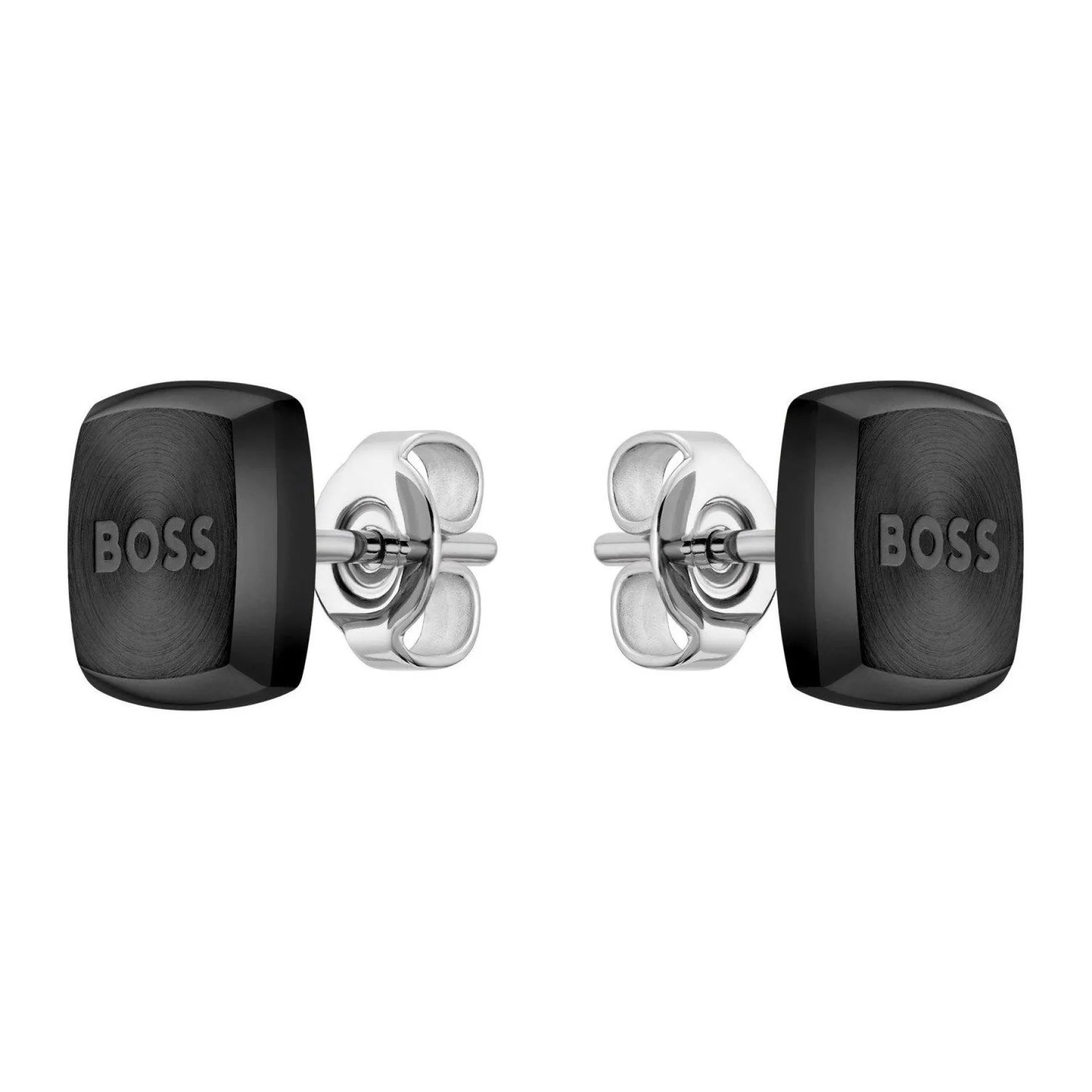 BOSS Stainless Steel Black Stud Men’s Earrings