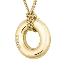 BOSS Yellow Gold Tone Crystal Necklace