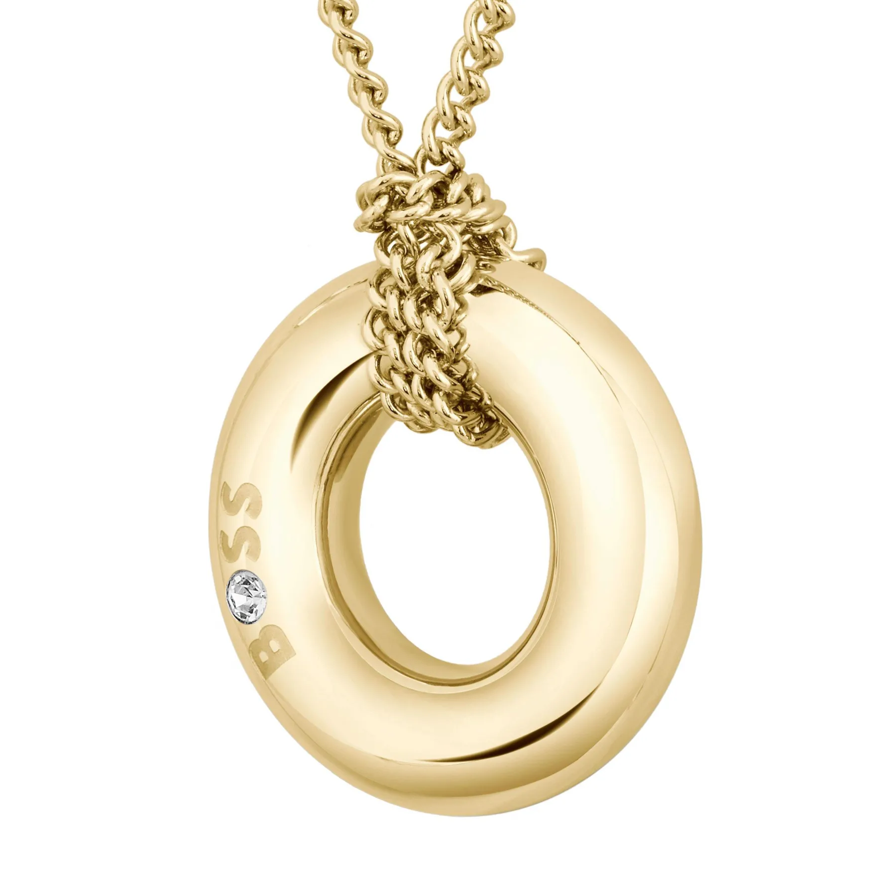 BOSS Yellow Gold Tone Crystal Necklace