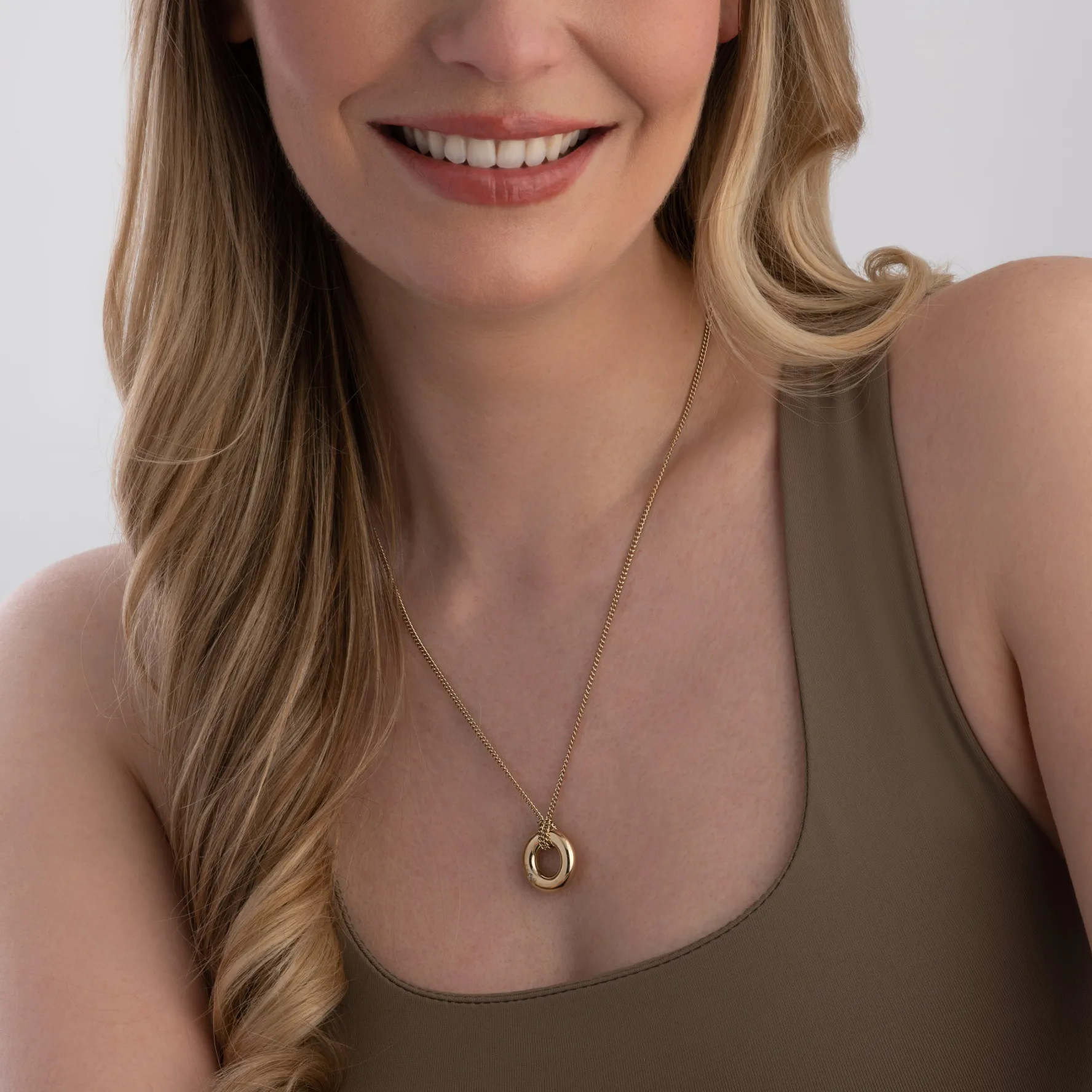 BOSS Yellow Gold Tone Crystal Necklace