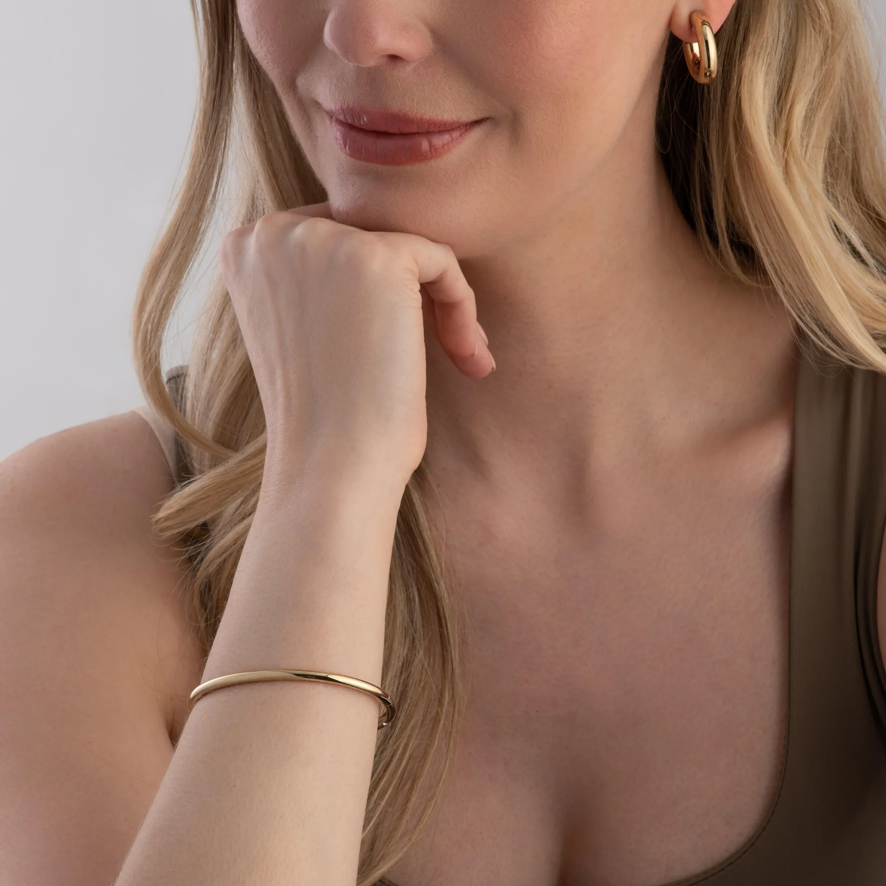 BOSS Yellow Gold Tone Crystal Hoop Earrings