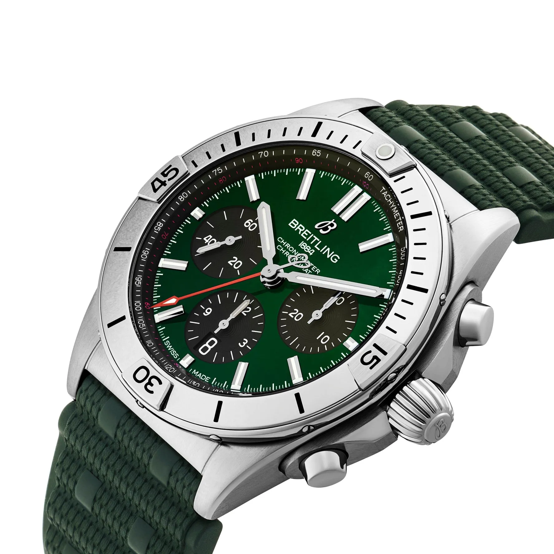 Breitling Chronomat B01 42mm Green Rubber Strap Chronograph Automatic Men’s Watch