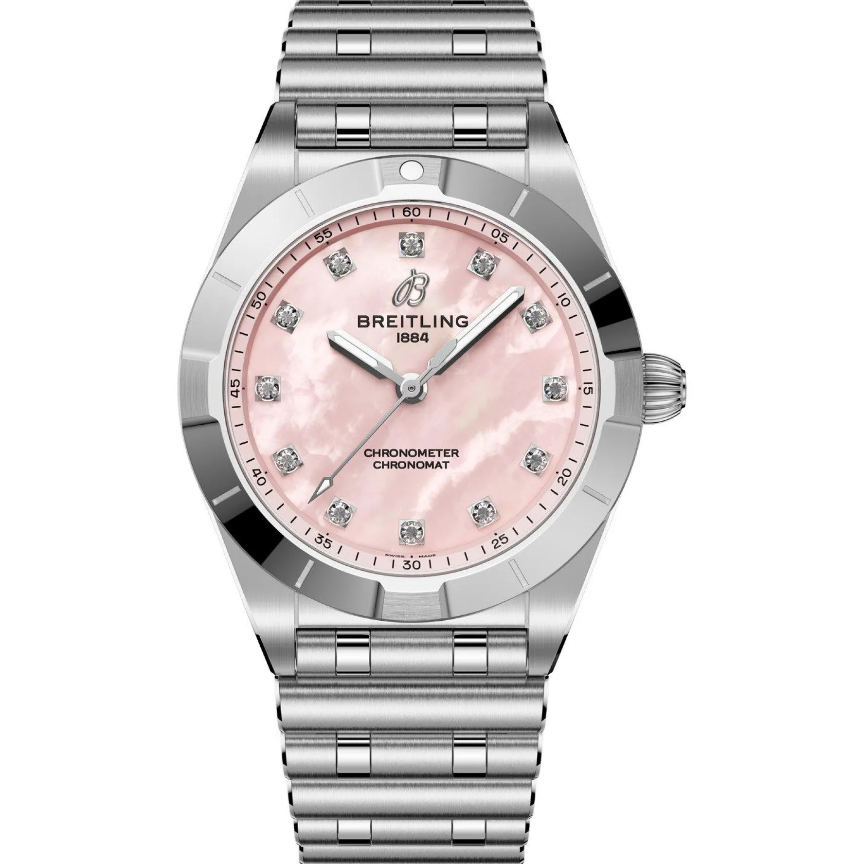 Breitling Chronomat 28mm Stainless Steel Mother of Pearl Ladies Watch