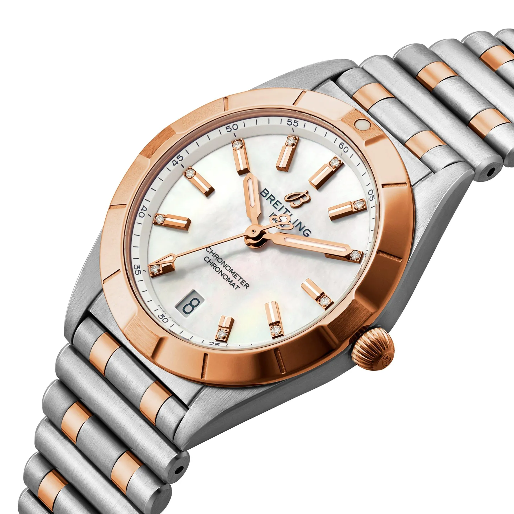 Breitling Chronomat 32mm Stainless Steel and 18ct Rose Gold Diamond Ladies Watch