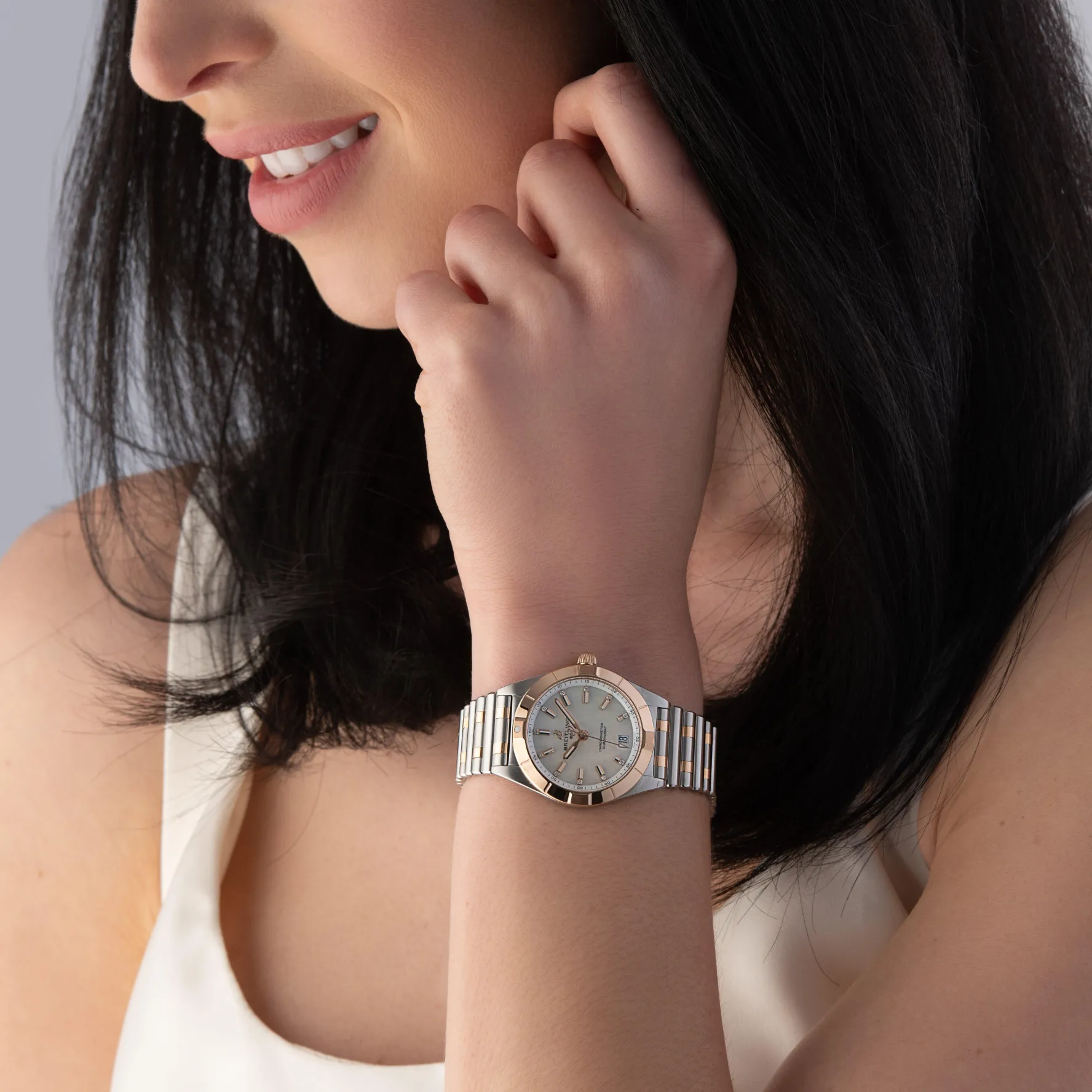 Breitling Chronomat 32mm Stainless Steel and 18ct Rose Gold Diamond Ladies Watch