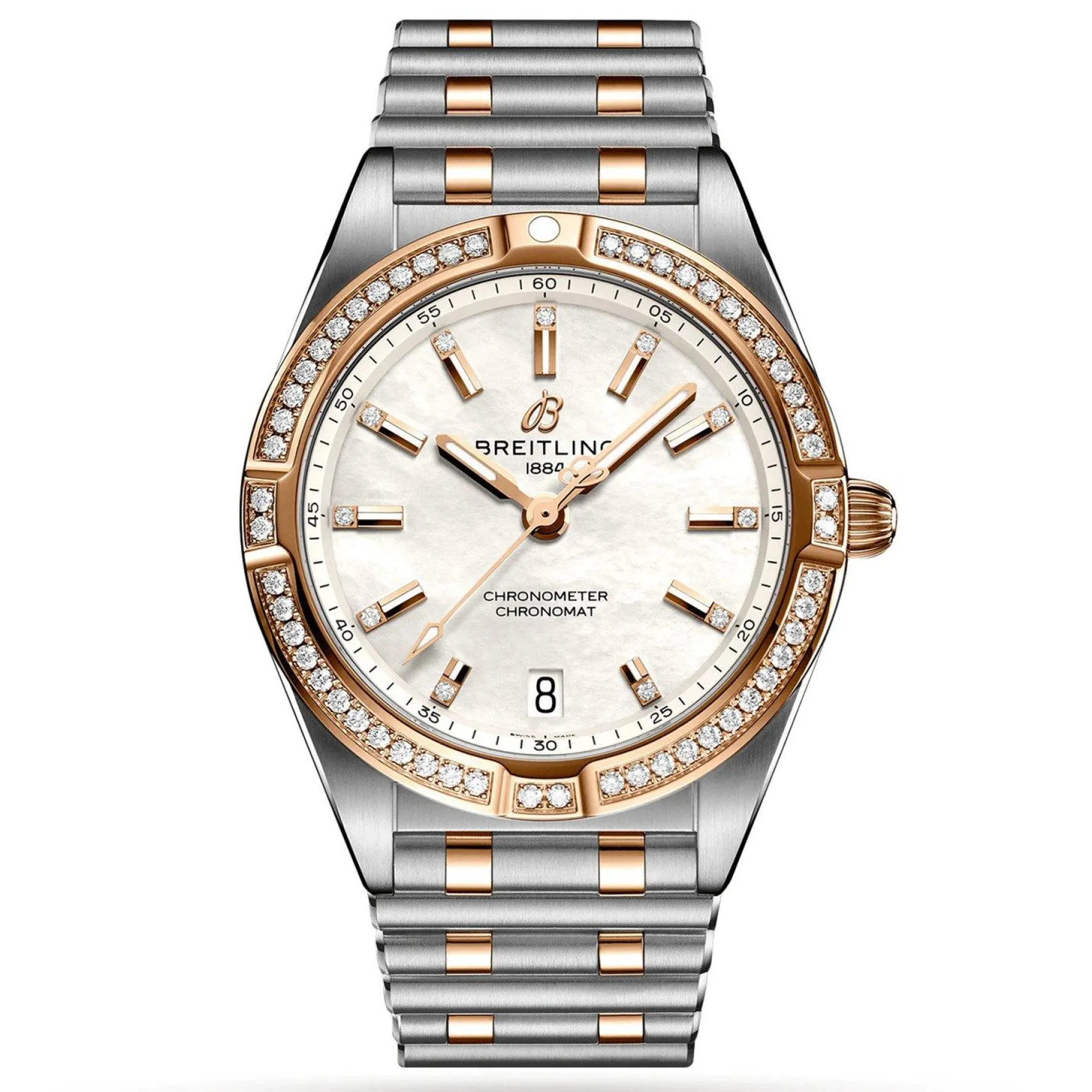 Breitling Chronomat 32mm Stainless Steel and 18ct Rose Gold Diamond Ladies Watch