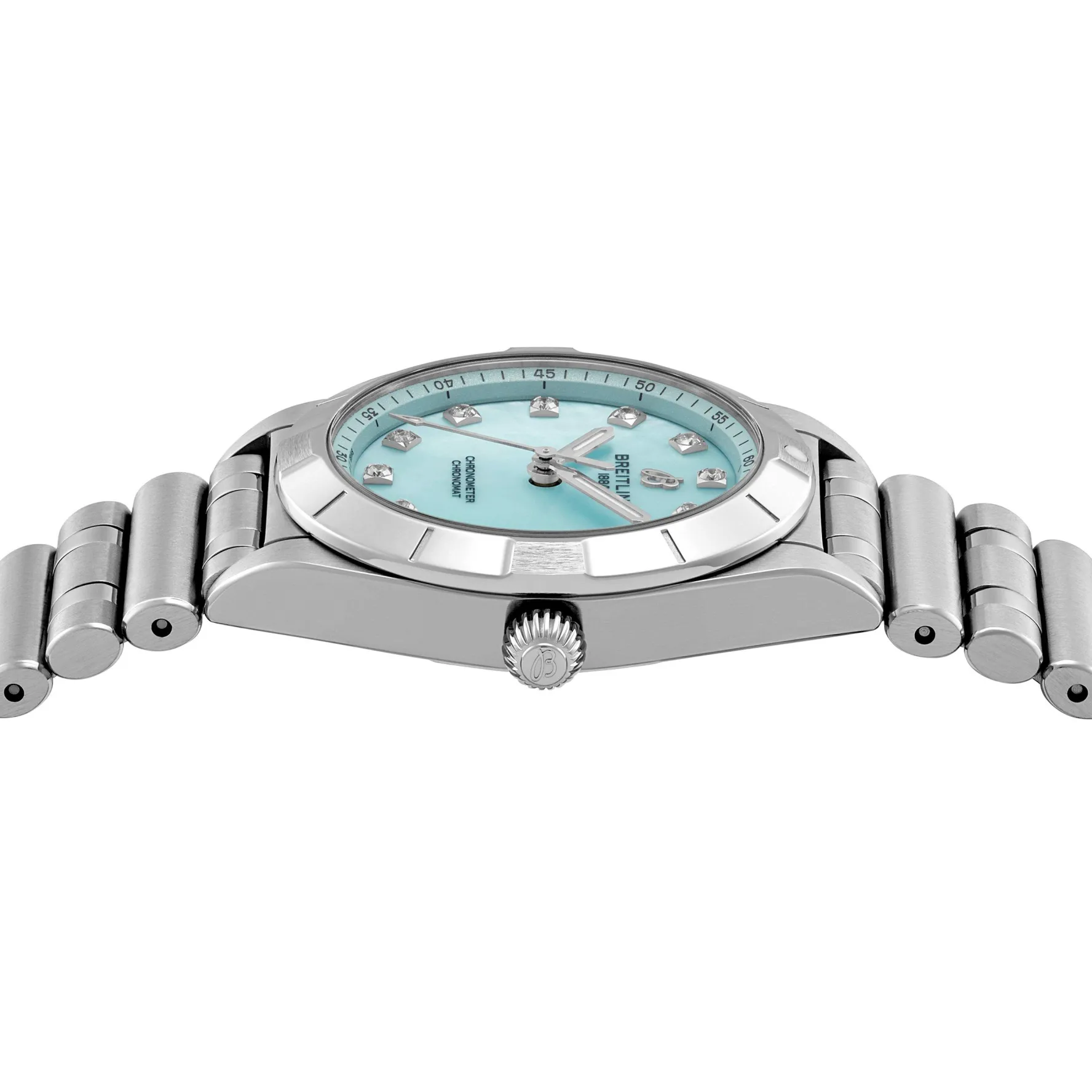Breitling Chronomat 28mm Stainless Steel Mother of Pearl Ladies Watch