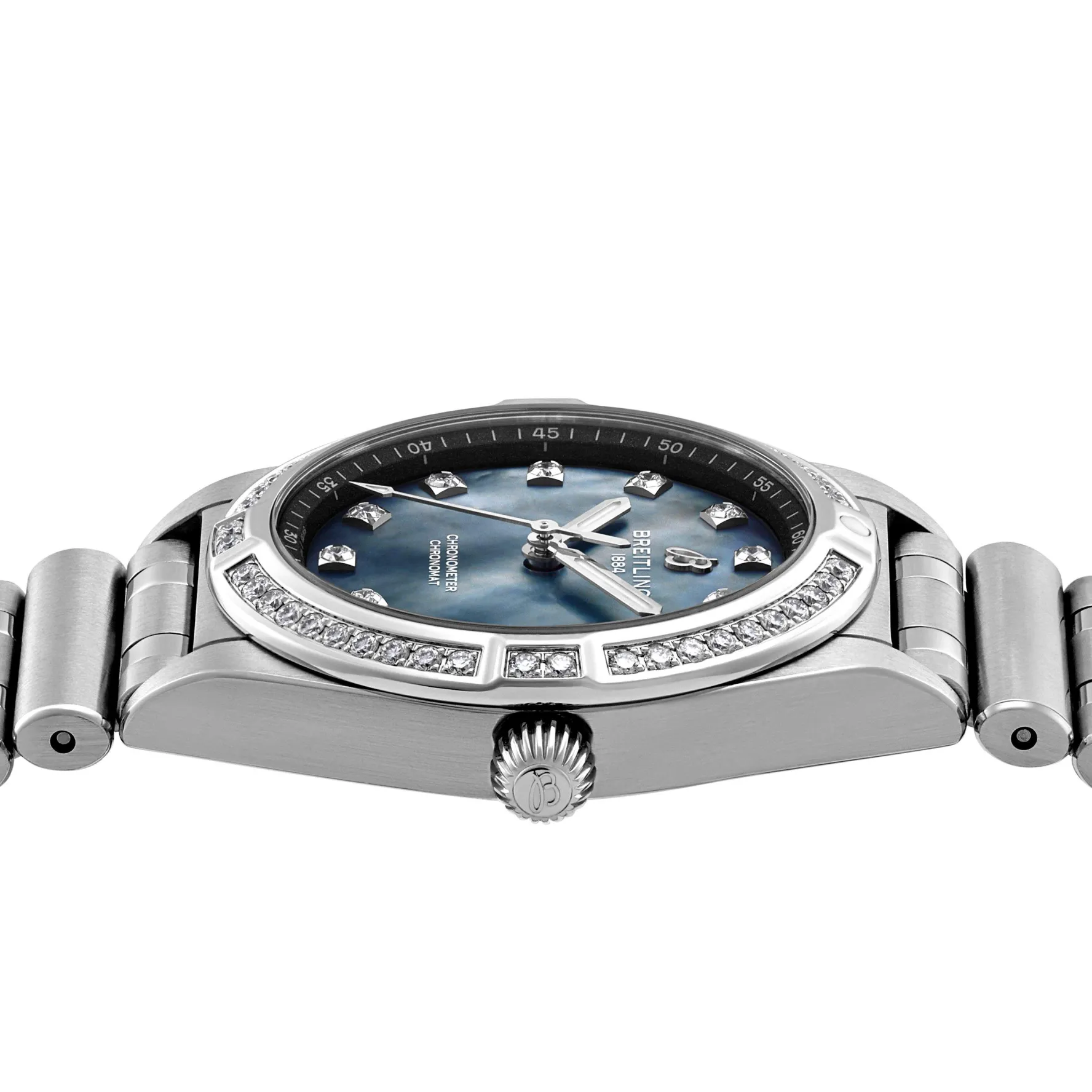 Breitling Chronomat 28mm Stainless Steel Mother of Pearl Ladies Watch