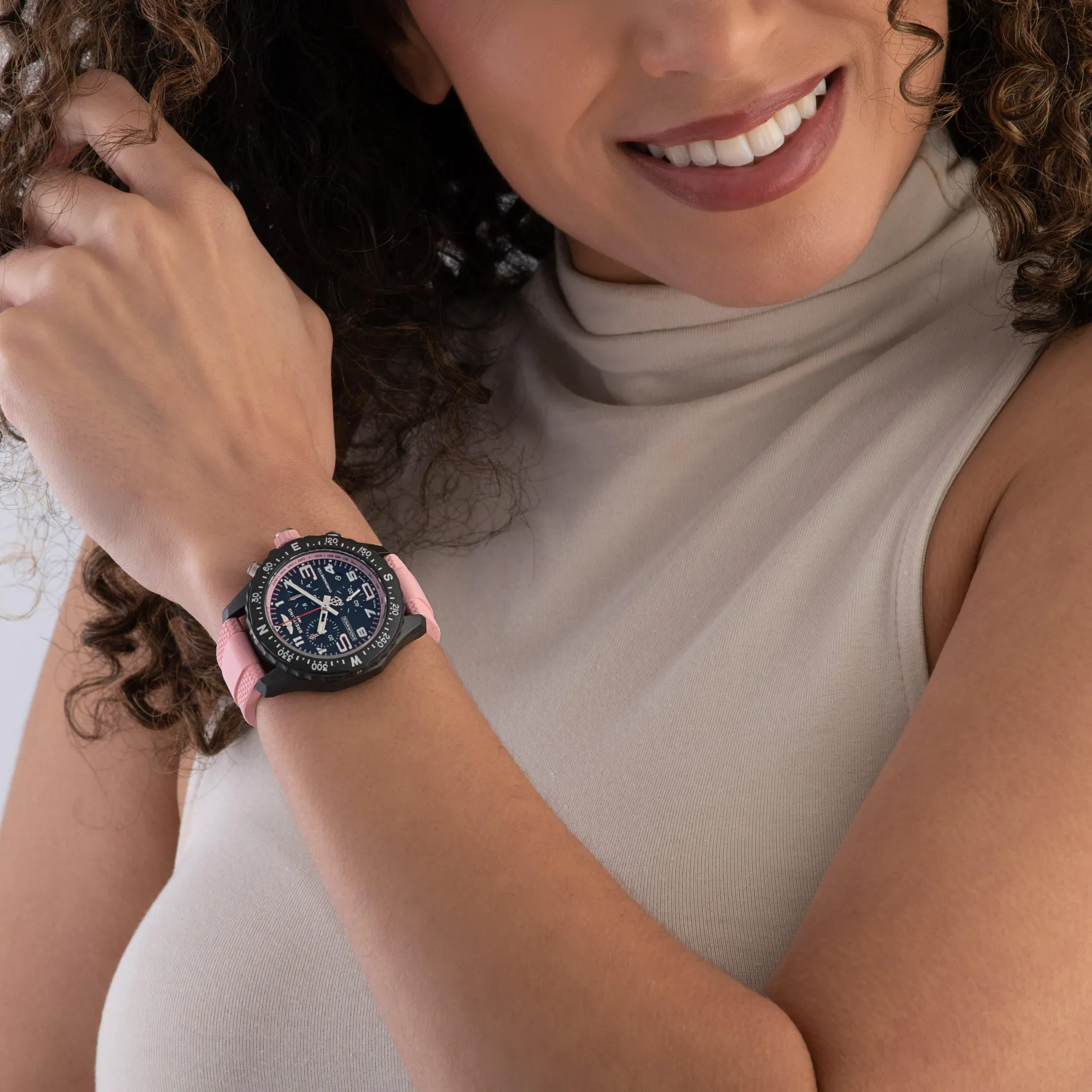 Breitling Endurance Pro 38mm Chronograph Pink Rubber Strap Ladies Watch