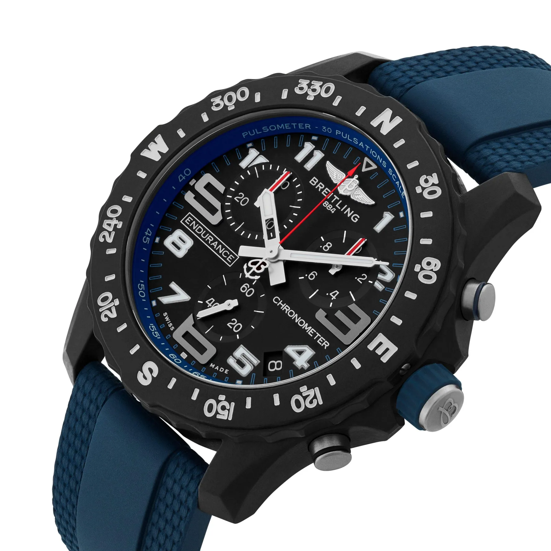 Breitling Endurance Pro 44mm Chronograph Navy Blue Rubber Strap Men’s Watch