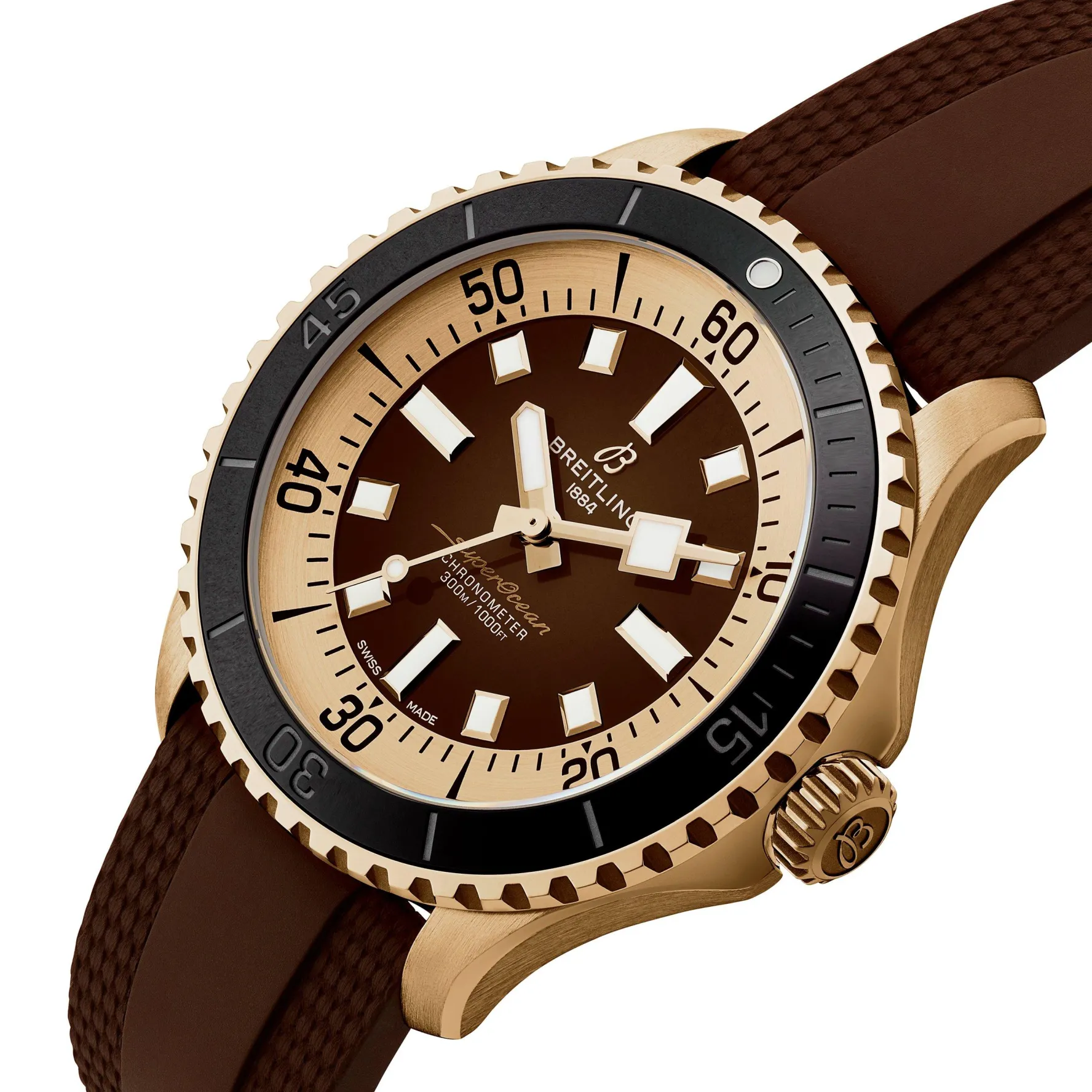 Breitling Superocean Automatic 44mm Brown Rubber Strap Bronze Men’s Watch